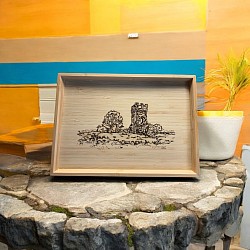 Houten dienblad met gravure